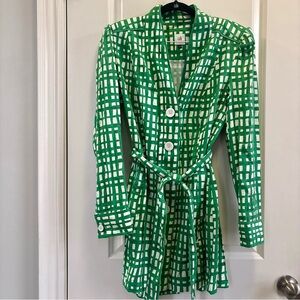 CAbi 💫 NWOT Spring 2022 Circuit Jacket, Green Checkered Trench, Size M, #6025